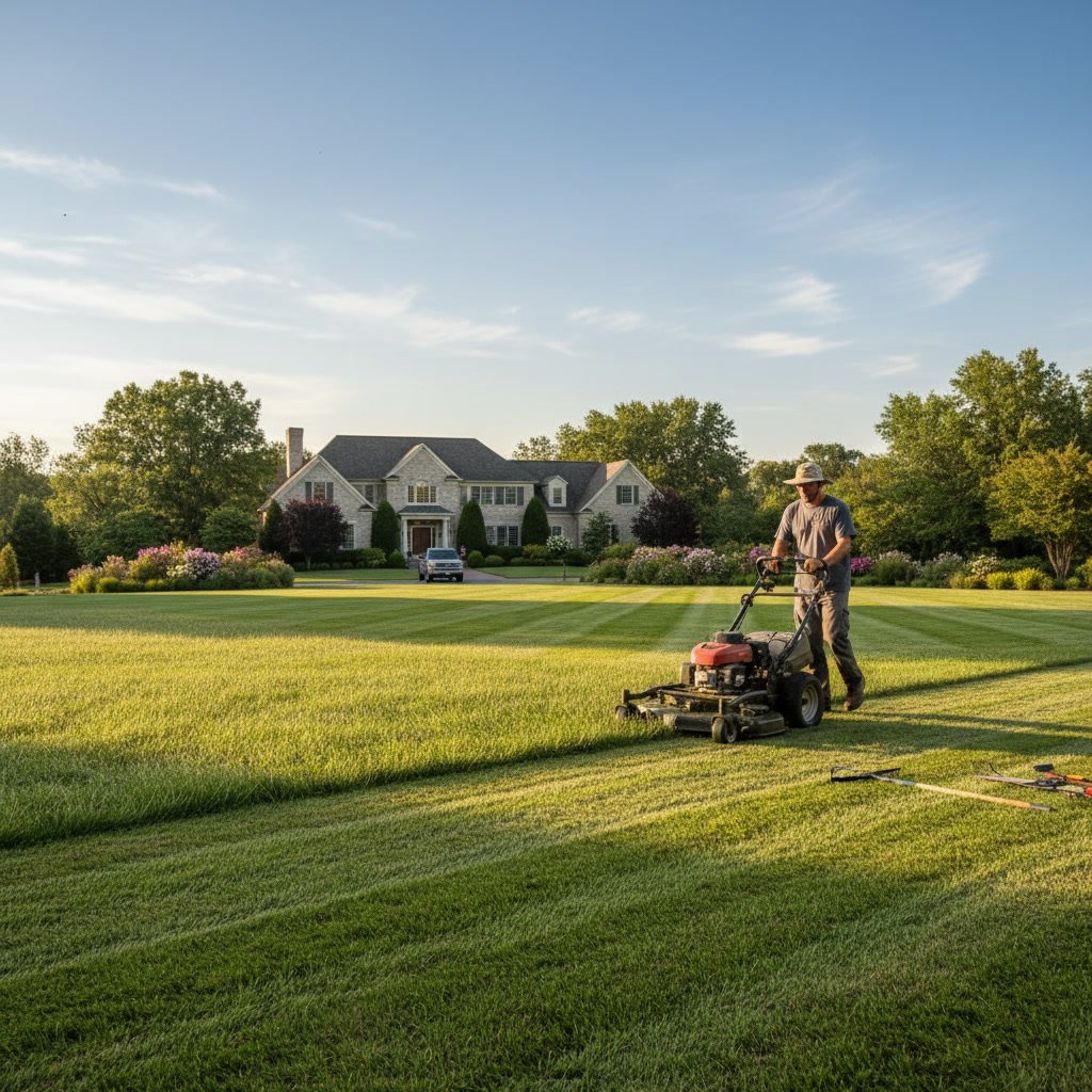 well maintained residential lawn with even grass height and healthy green color